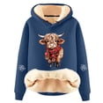 thumbnail image 1 of Women's Hoodies & Sweatshirts Casual Hoodie with Adorable Cow Print Fashionable Long Sleeve Pullover for Cozy Comfort Navy,2X-Large, 1 of 3