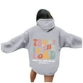 thumbnail image 1 of Women's Hoodies & Sweatshirts Casual Oversized Letter Graphic Pullover Tops with Pockets Long Sleeve Drawstring Sweatshirt, 1 of 7