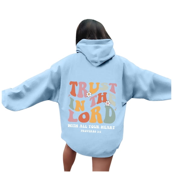 Women's Hoodies & Sweatshirts Casual Oversized Letter Graphic Pullover Tops with Pockets Long Sleeve Drawstring Sweatshirt