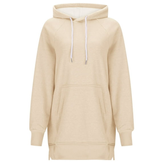 Women's Hoodies & Sweatshirts Casual Solid Color Medium Long Loose Split Top for Everyday Wear and Comfort