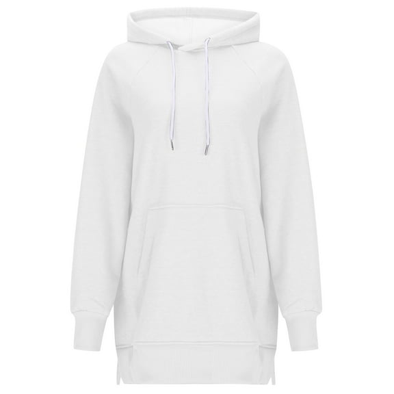 Women's Hoodies & Sweatshirts Casual Solid Color Medium Long Loose Split Top for Everyday Wear and Comfort