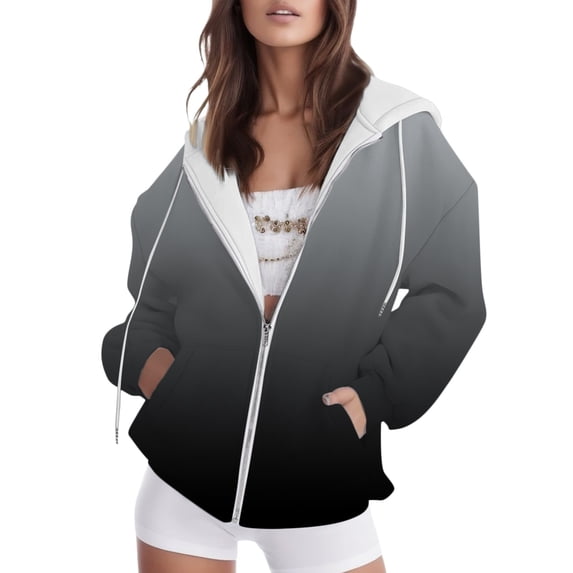Women's Hoodies Sweatshirts Casual Zip Hoodie with Front Pockets for Women Everyday Comfort Gray 3XL