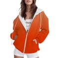 thumbnail image 1 of Women's Hoodies Sweatshirts Casual Zip Hoodie with Front Pockets for Women Everyday Comfort Orange S, 1 of 5