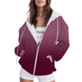 thumbnail image 1 of Women's Hoodies Sweatshirts Casual Zip Hoodie with Front Pockets for Women Everyday Comfort Red L, 1 of 5