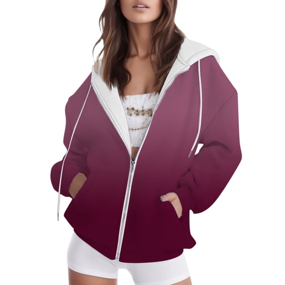 Women's Hoodies Sweatshirts Casual Zip Hoodie with Front Pockets for Women Everyday Comfort Red L