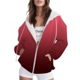 thumbnail image 1 of Women's Hoodies Sweatshirts Casual Zip Hoodie with Front Pockets for Women Everyday Comfort Red M, 1 of 5