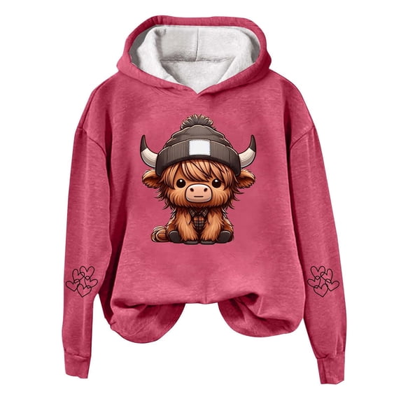 Women's Hoodies Sweatshirts Cow Print Western Shirt for Women Cozy Country Sweatshirt for Everyday Comfort Pink S