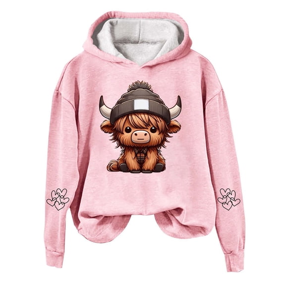 Women's Hoodies Sweatshirts Cow Print Western Shirt for Women Cozy Country Sweatshirt for Everyday Comfort Pink S