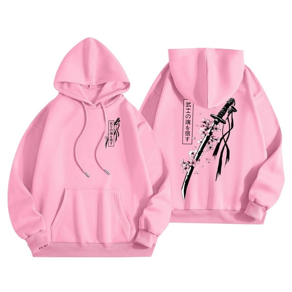 Women's Hoodies Sweatshirts Everyday Comfort Hoodie with Versatile Print and Cozy Fabric for Autumn and Winter Platform Competitive Title Analysis Pink L