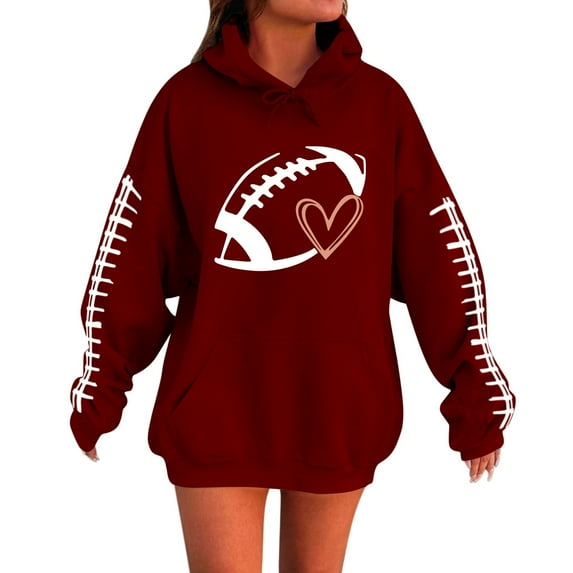 Women's Hoodies & Sweatshirts Football Sweatshirt Women Graphic Print Long Sleeve Sweatshirt Casual Funny Pullover Tops, Women's Hoodies & Sweatshirts XXXL