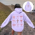 thumbnail image 1 of Women's Hoodies Sweatshirts Graphic Hoodie with Long Sleeve Comfort Fit for Women Preppy Top for Everyday Wear Purple XXL, 1 of 6