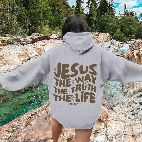 Women's Hoodies Sweatshirts Jesus Loves You Hoodies Letter Print Sweatshirt Oversized Hoodie for Women Pullover Winter Tops Cute Womens Clothes