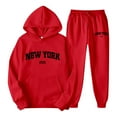 thumbnail image 1 of Women's Hoodies & Sweatshirts - Letter Print Hoodie And Sweatpants Set For Couples Unisex York Theme Casual Wear Comfortable Stylish Tracksuit, 1 of 3