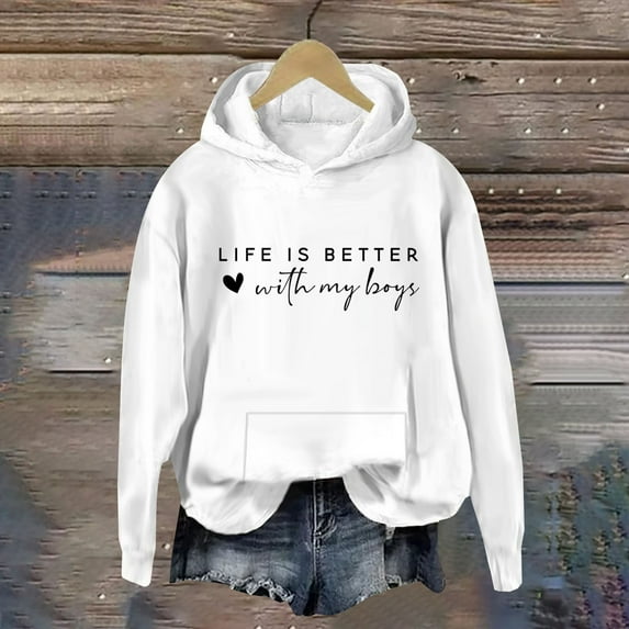 Women's Hoodies & Sweatshirts Life Is Better With My Boys Hoodie Life Is Better With My Boys Sweatshirt Adult Hoodie, Women's Hoodies & Sweatshi