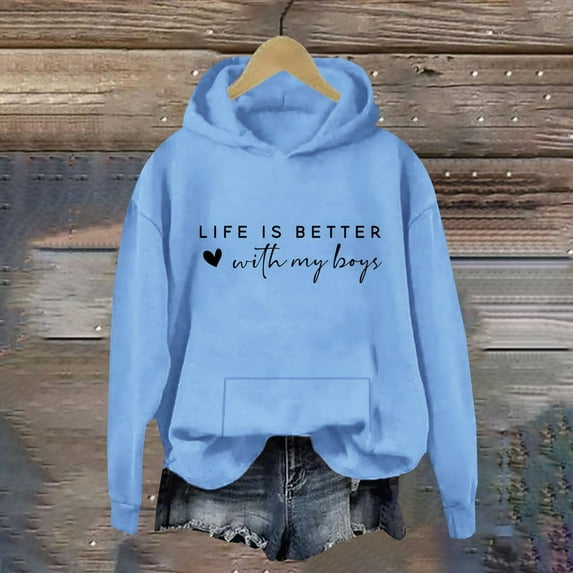 Women's Hoodies & Sweatshirts Life Is Better With My Boys Hoodie Life Is Better With My Boys Sweatshirt Adult Hoodie, Women's Hoodies & Sweatshi