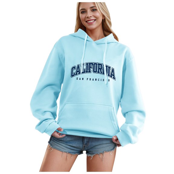Women's Hoodies Sweatshirts Long Sleeve Womens Pullover Hoodie Unisex Hoodie Sky Blue Hoodie Women Womens Fall Clothes College Wear