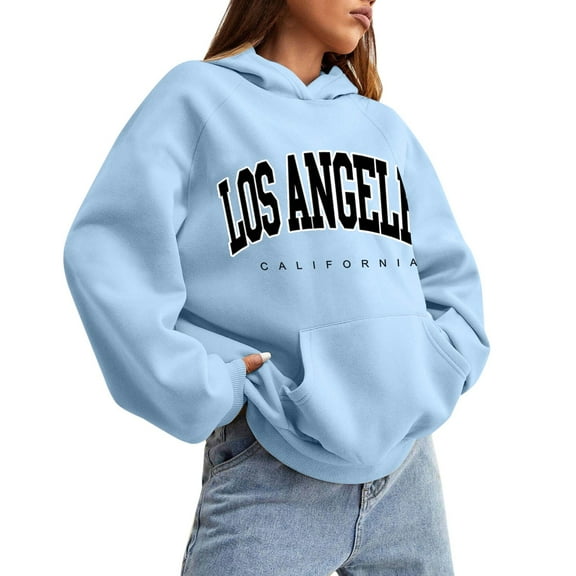 Women's Hoodies & Sweatshirts Loose Letter Printed Long Sleeve Pocket Drop Shoulder Pullover Sweatshirt for Everyday Wear