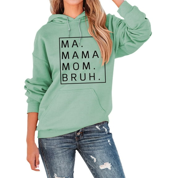 Women's Hoodies & Sweatshirts Ma Mama Mom Graphic Long Sleeve Pullover Sweatshirt for Everyday Use Casual Wear Tops for Moms