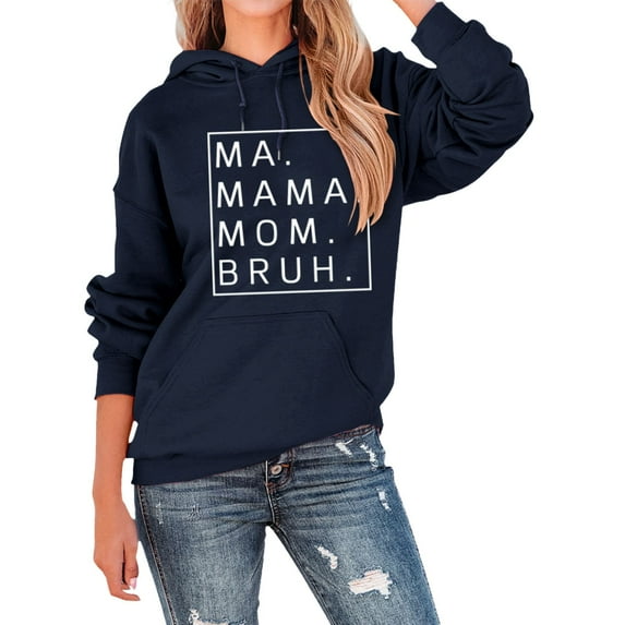 Women's Hoodies & Sweatshirts Ma Mama Mom Graphic Long Sleeve Pullover Sweatshirt for Everyday Use Casual Wear Tops for Moms