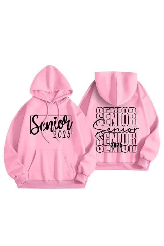 2025 Graduation Hoodie Women Senior Mom Sweater Ms Style Letters Printed Pullover Casual Comfortable Warm