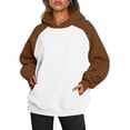thumbnail image 1 of Women's Hoodies Sweatshirts Oversized Hoodies For Women Pullover Sweatshirt Raglan Sleeves Hoodie Brown L, 1 of 5