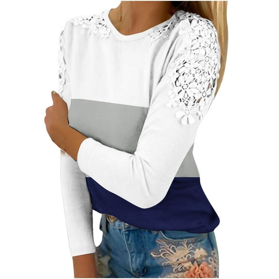 Women's Hoodies & Sweatshirts Plus Size Womens Athletic Tops Casual Round Neck Lace Hollow Out Long Sleeve Sweatshirt