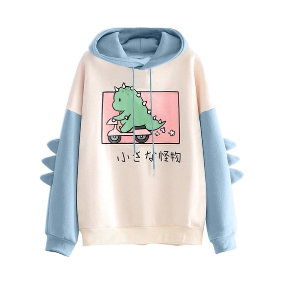 Women’s Hoodies Sweatshirts Print Fashion Dinosaur Tops Casual Long Sleeve Sweatshirt Women’s Hoodies for Everyday Comfort and Stylish Layering Blue XXL