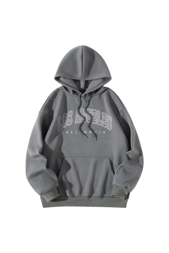 Women’s Hoodies Sweatshirts Product Title Ladies Women's Letter Graphic Hooded Print Round Neck Long Sleeve Sweatshirt Tops Dark Gray 2XL