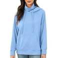 thumbnail image 1 of Women's Hoodies Sweatshirts Solid Color Long Sleeve Turtleneck Kangaroo Pocket Hooded Tops Casual Loose Fall Pullover, 1 of 7