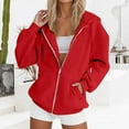 thumbnail image 1 of Women's Hoodies And Sweatshirts Stylish Solid Zip Up Jacket For Everyday Wear Long Sleeve Coat Long Length Sweaters Women's Pullover Hoodies Womens Half Zip Pullover Fuzzy Hooded Sweater Sweatshirt, 1 of 5