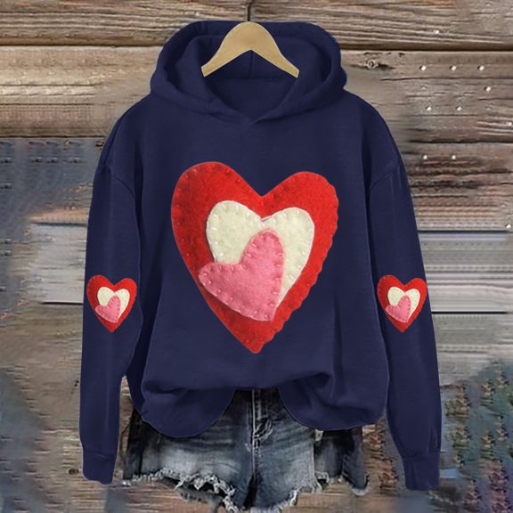 Women's Hoodies & Sweatshirts Valentines Sweatshirts For Women Funny Love Heart Graphic Valentines Shirts Casual Long Sleeve Pullover Tops, Wome