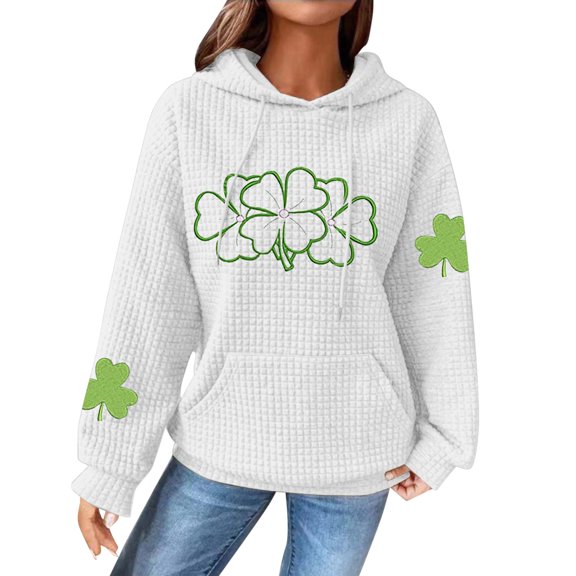 Women's Hoodies & Sweatshirts Women'S Hoodies Pattern Print Long Sleeve Casual Drawstring Trendy Pullover For 2024 St. Day, Women's Hoodies & Sw