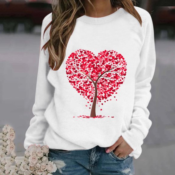 Women's Hoodies & Sweatshirts Women'S Valentine'S Day Print Long Sleeved Sweatshirt Casual Blouse Pullover, Women's Hoodies & Sweatshirts