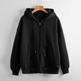 thumbnail image 1 of Women's Hoodies Sweatshirts Women's Comfortable Solid Color Long Sleeve Coat Versatile Zipper Cardigan Casual Comfortable Loose Sweater Black M, 1 of 2