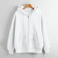 thumbnail image 1 of Women's Hoodies Sweatshirts Women's Comfortable Solid Color Long Sleeve Coat Versatile Zipper Cardigan Casual Comfortable Loose Sweater White XS, 1 of 2