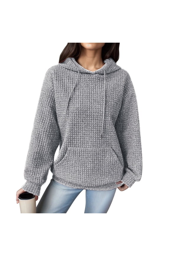 Women s Hoodies Sweatshirts Women s Hoodie With Loose Pullover Long Sleeve Spliced With String Pocket Hoodie Gray XL