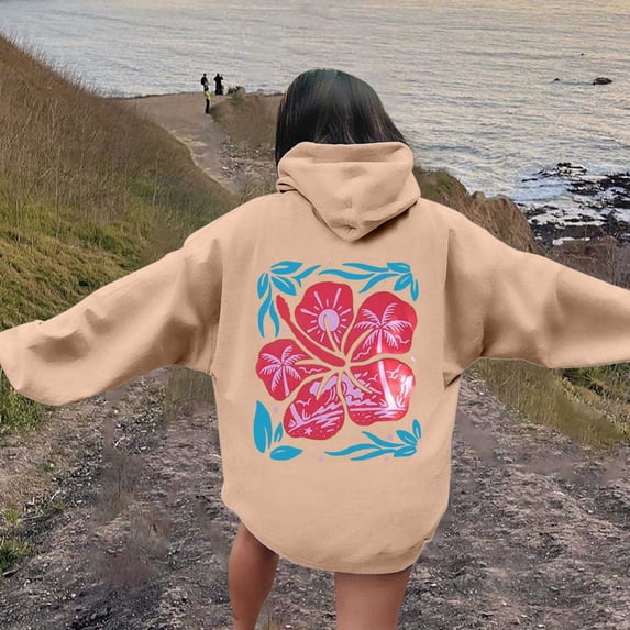 Women's Hoodies Sweatshirts Women's Letter Print Hoodies Long Sleeved Hoodie With Pockets for Everyday Resort Use Brown XXL