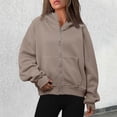 thumbnail image 1 of Women's Hoodies Sweatshirts Women's Loose Coat Hooded Cardigan Zipper Hoodie Brown L, 1 of 5
