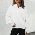 thumbnail image 1 of Women's Hoodies Sweatshirts Women's Loose Coat Hooded Cardigan Zipper Hoodie White M, 1 of 5