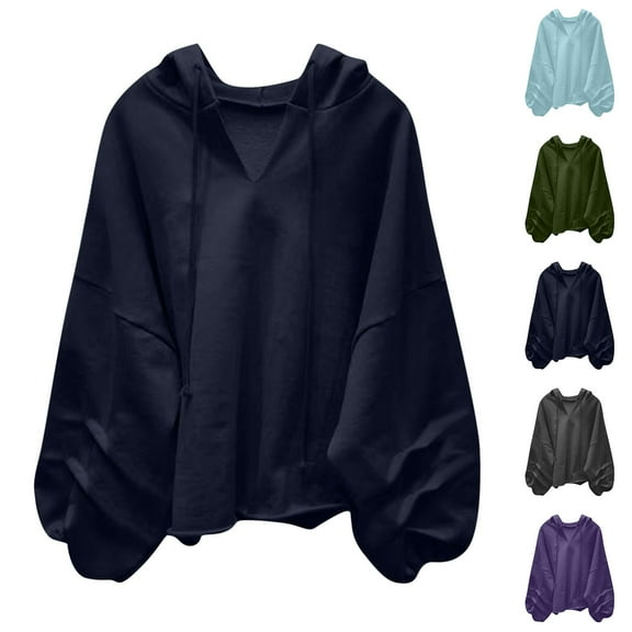 Women's Hoodies Trendy y2k Over Size Hoodies Solid Color Sweatshirts Comfy Thin Drawstring Tops with Pockets