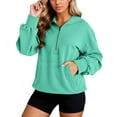 thumbnail image 1 of Women's Hoodies Vintage Pullover Hoodie Streetwear Style Zip Up Fall Fashion Loose Fit Long Sleeve Casual Comfortable Sweatshirt With Pocket And Drawstring For Daily Wear, 1 of 7