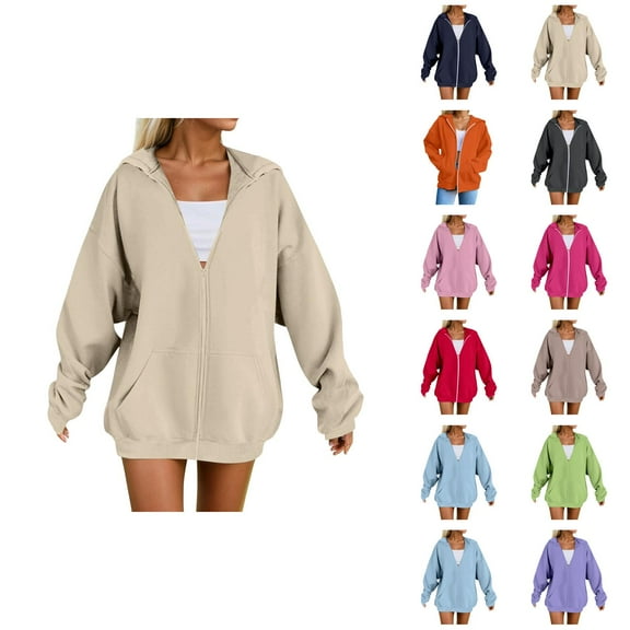 Women's Hoodies Winter Clothes for Women Women's Hoodie Soft Comfortable Pullover Sweatshirt Casual Loose Fit Long Sleeve Warm Winter Fall Outerwear Beige - L