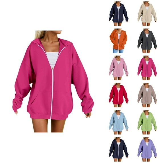 Women's Hoodies Winter Clothes for Women Women's Hoodie Soft Comfortable Pullover Sweatshirt Casual Loose Fit Long Sleeve Warm Winter Fall Outerwear Pink - XS