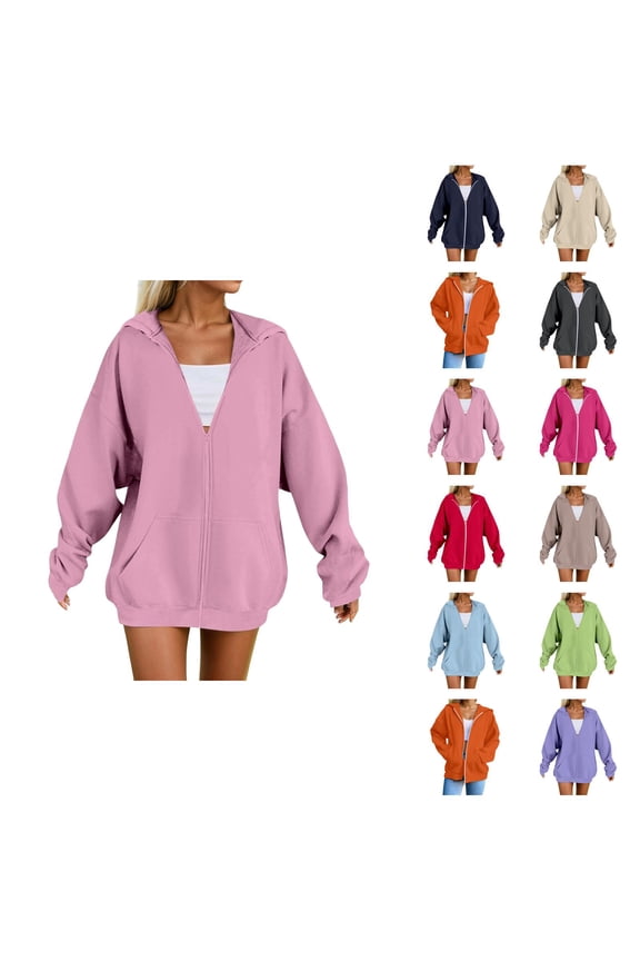 Women's Hoodies Winter Clothes for Women Women's Hoodie Soft Comfortable Pullover Sweatshirt Casual Loose Fit Long Sleeve Warm Winter Fall Outerwear Pink - XXL