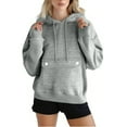 thumbnail image 1 of Women's Hoodies, Woman Sweatshirts Cute Hooded Sweatshirt Solid Color Fleece Hoodie with Pockets Comfortable Pullover Tops Loose Fit Sweaters Drawstring Hoody Winter Clothes 02-Gray XL, 1 of 6