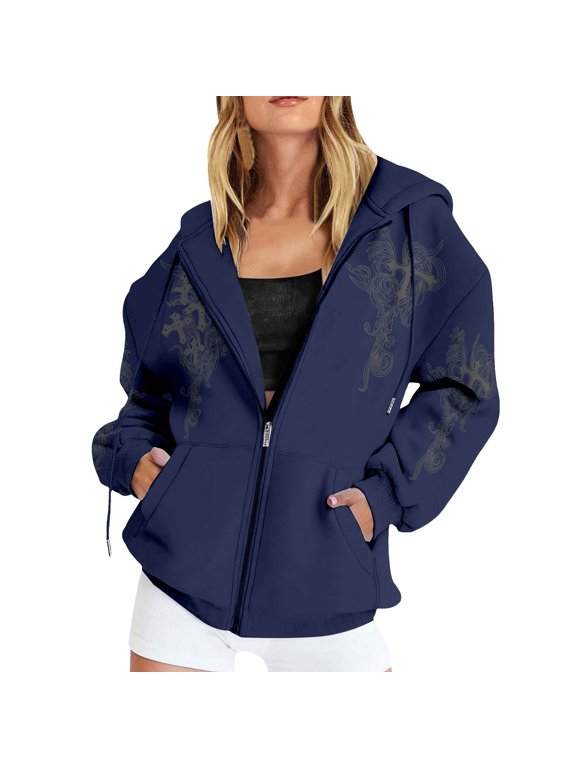 Women's Hoodies Zip Up Hoodie With Cloud Casual Pullover Sweatshirt Jacket For Daily Wear Women’s Fashion Comfortable Autumn Wardrobe M
