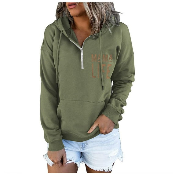 Women's Hoodies and Sweatshirts Long Sleeve Casual Zipper Pullover Clothes with Pocket