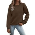 thumbnail image 1 of Women's Hoodless Oversized Fleece Sweatshirt, Cute Crewneck Long Sleeve Pullover Top with Soft Comfort Fit for Winter 2025 Fashion, Casual Streetwear and Outdoor Activities Coffee S, 1 of 7