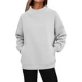 thumbnail image 1 of Women's Hoodless Solid Color Pullover Sweater with Side Pocket Long Sleeve Crewneck Soft Comfortable Casual Wear for Everyday Outfits Womens Casual Pullover Tops Long Sleeves Casual Shirts, 1 of 5