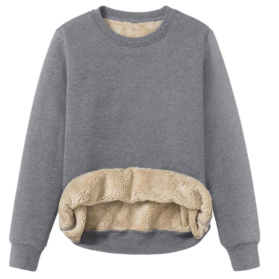 Women's Hoodless Sweatshirt Autumn Solid Color Long Sleeved Round Neck Pullover Thick Warm Sweater for Seasonal Comfort